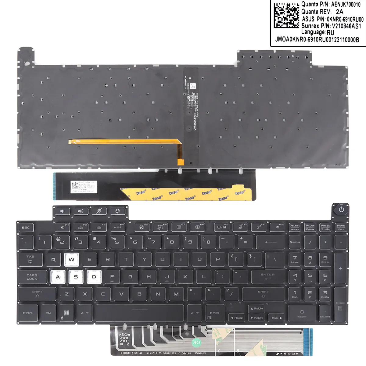 Picture of ASUS TUF Gaming F15 A15 F17 A17 FX507 FX507Z FA507 FA507R FX517 FX517Z FX707 FX707Z FA707 FA707R BLACK(WASD is transparent)RGB